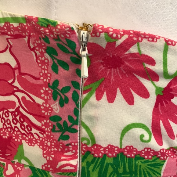 LILLY PULITZER FLORAL BUTTERFLY STRIPE PRINT STRAPLESS SHEATH DRESS - Picture 9 of 16